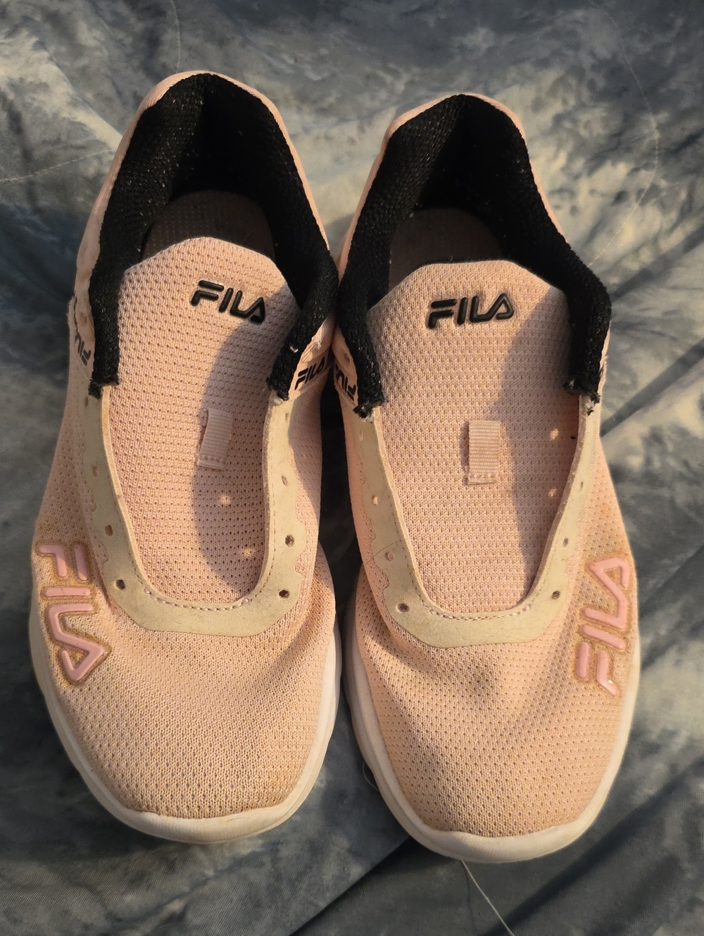 FILA Women's Slip-On Sneakers in Pale Pink and Black